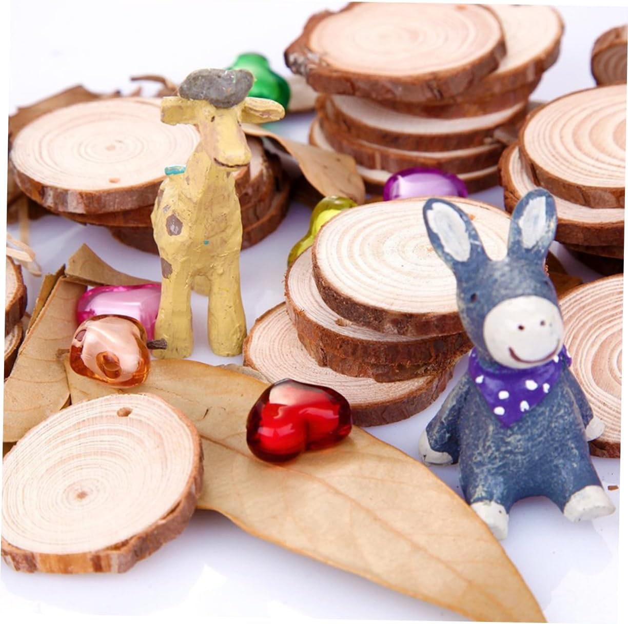 Angoily Wood Slices 50pcs 5-6cm Diameter 10m Jute Twine for DIY Wedding Craft Projects