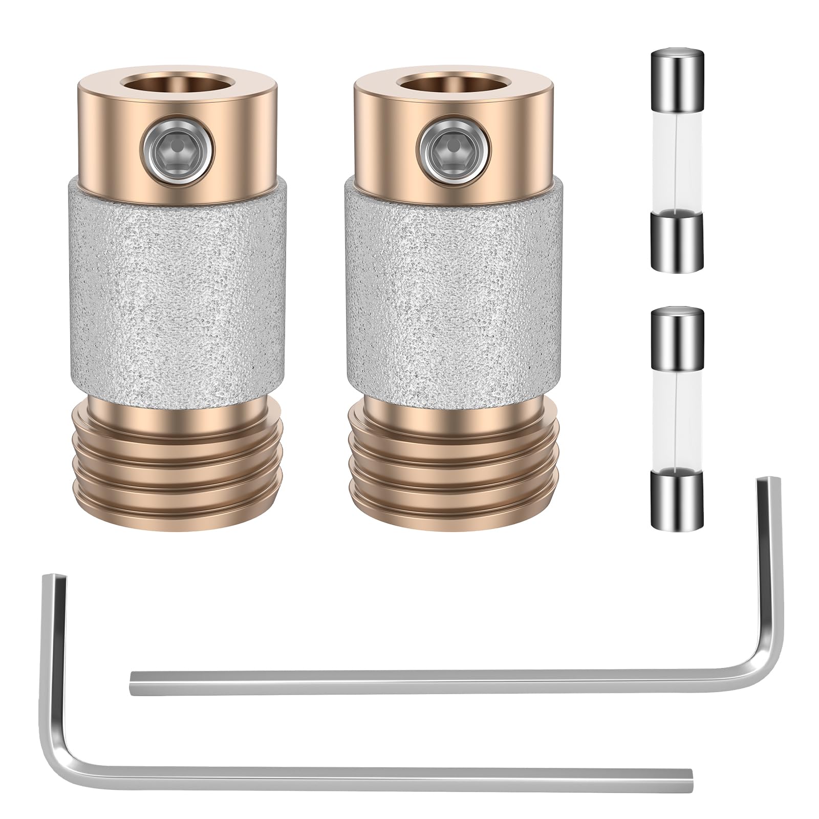 2Pack Stained Glass Grinding Bit, 5/8 Inch Diamond Grinder Bit with 2 Allen Wrenches and 2 Fuse Tubes, High-Performance for Glass, Stone & Ceramic, for Crafting, Polishing & Shaping(2Pack)
