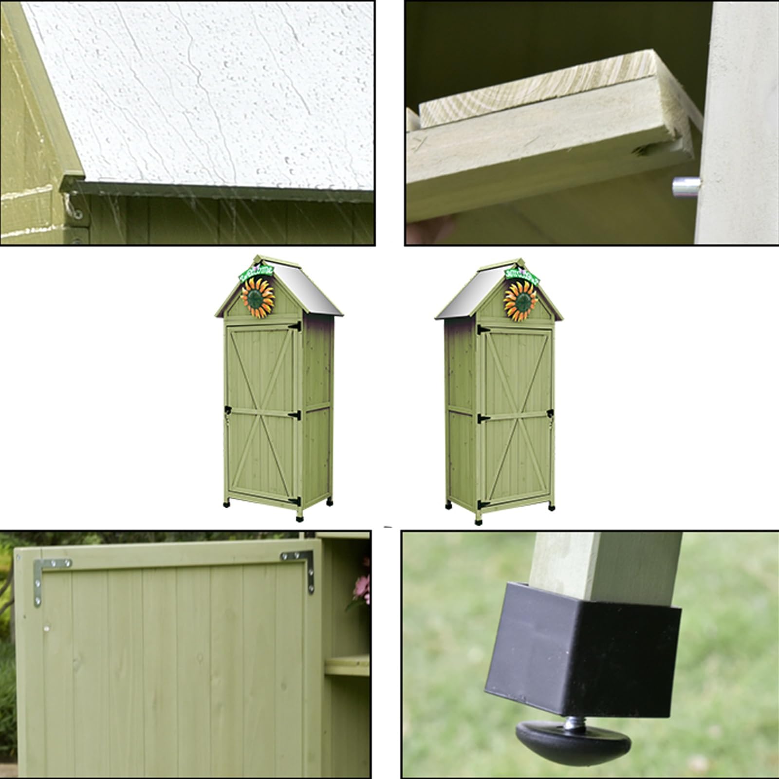 Organizador De Gabinete De Herramientas De Madera Maciza, Cobertizo De Almacenamiento para Jardín Al Aire Libre con Estantes De 3 Niveles, Casa De Herramientas para Exteriores para Balcón, Patio, Césp