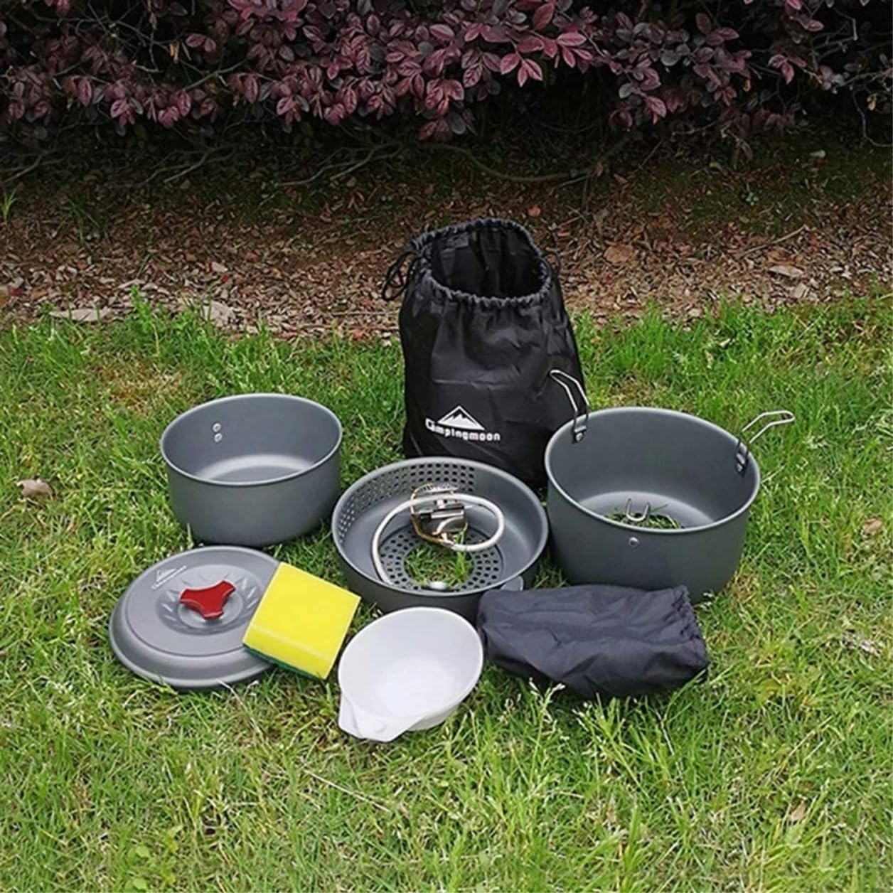 Naczynia Kempingowe Kocioł Cradle Pot Kuchenka Podstawa Miska Naczynie Zestaw gąbek Przenośny zestaw naczyń kuchennych na kemping na zewnątrz Sprzęt Survivalowy
