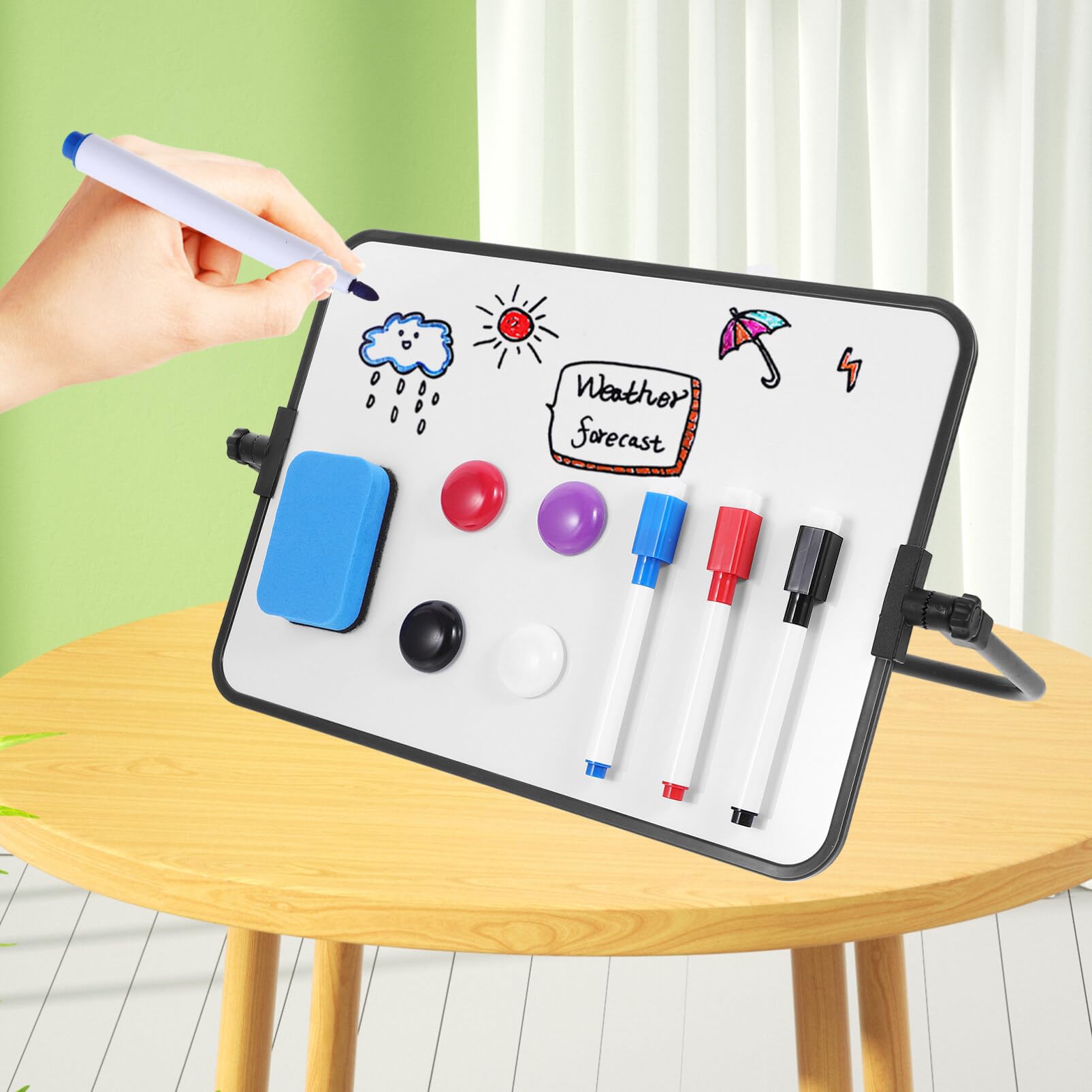 MAGICLULU Lavagna Bianca Cancellabile Secco Lavagna da Tavolo Supporto per Appunti per Disegno da Scrivania Pratica Colore Casuale