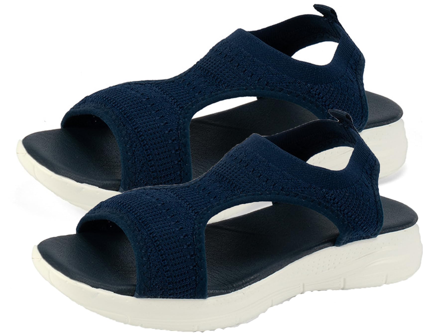 Riyueyi Sandals for Women Casual Summer Slingback Orthopedic Slide Sport Sandals Flexible Upgrade Washable Comfy Knit Thick Bottom Fish Mouth Sandals Orthotic Shoes,Blue,US7.5/EU39