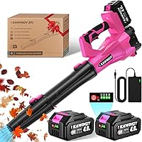 LEAWINDY 21V Pink Cordless Leaf Blower with 2x4Ah Batteries, 6 Speeds, 650 CFM - Lightweight Handheld for Women, Lawn, Yard Cleanup