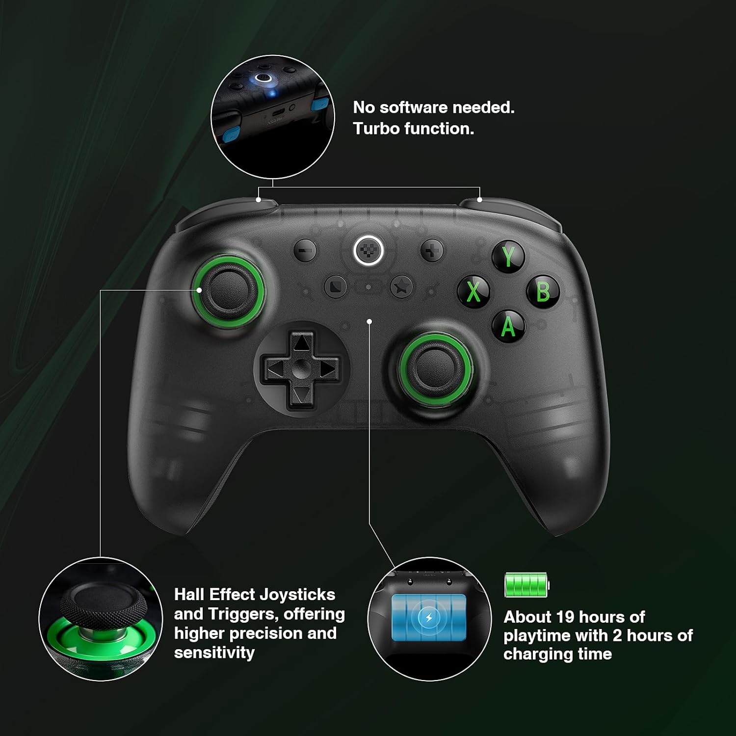 8Bitdo Ultimate 2C Wireless Controller for Windows PC and Android, with 1000Hz Polling Rate, Hall Effect Joysticks and Hall Triggers, and Remappable L4/R4 Bumpers (Transparent Black)