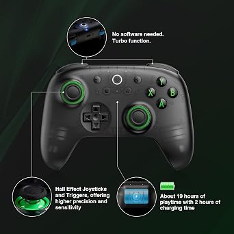8Bitdo Ultimate 2C Wireless Controller for Windows PC and Android, with 1000Hz Polling Rate, Hall Effect Joysticks and Hall Triggers, and Remappable L4/R4 Bumpers (Transparent Black)