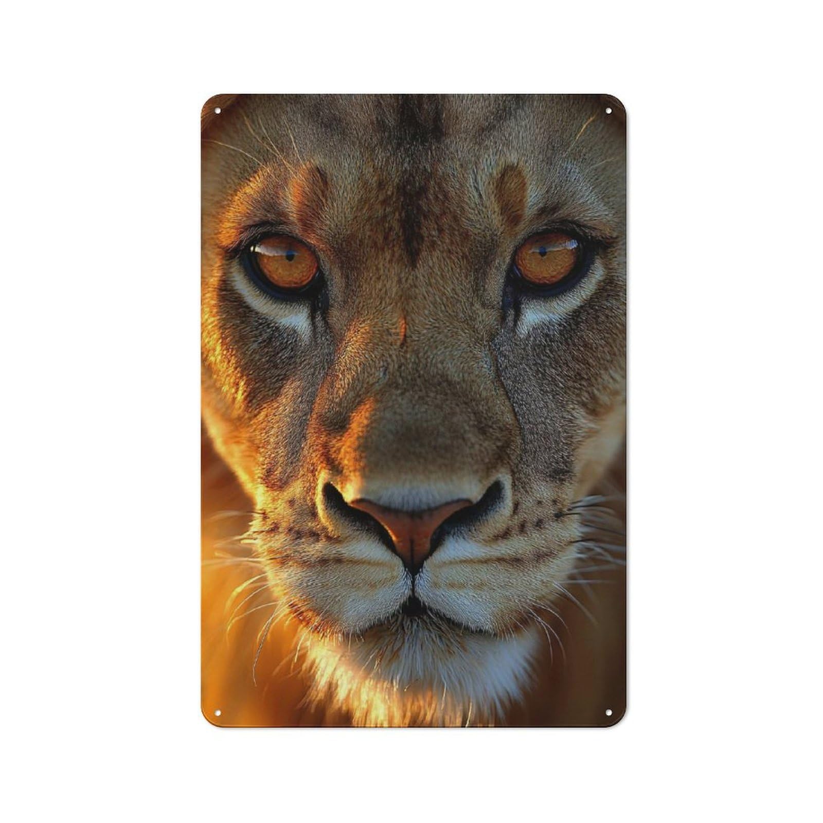 Junmoney Style Old Lion Face Close-Up Metal Sign 30X20cm, Bar Wall Plaque For Diner, Restaurant, Shed Or Kitchen