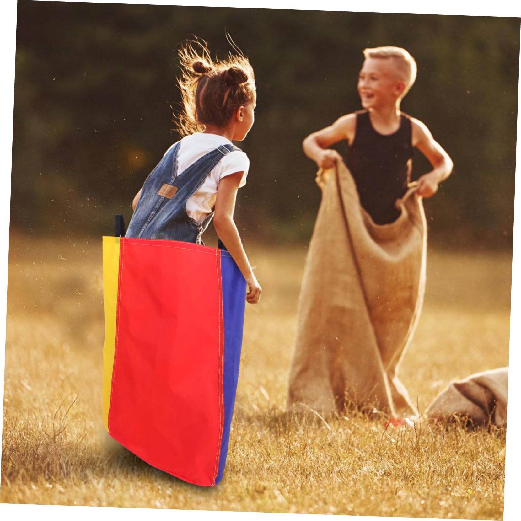 VICASKY 6 Stück Springrenntaschen aus Gewebe mit Doppelten Griffen Tragbar und Farbig als Outdoor Spielzubehör für Kinder und Erwachsene im Garten