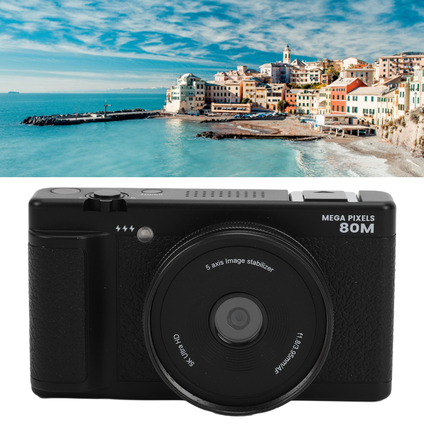 GOWENIC Camera Digitale, 80 MP, 5K, modalità di Ripresa Versatili, con Schermo Ultra HD da 2,8 Pollici, per Vlog, Brevi Video o Documentari Quotidiani (BLACK)