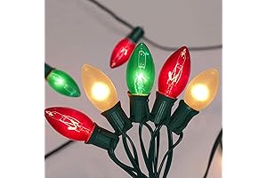 C9 Red White and Green Christmas Lights for Christmas Tree Path Roofline