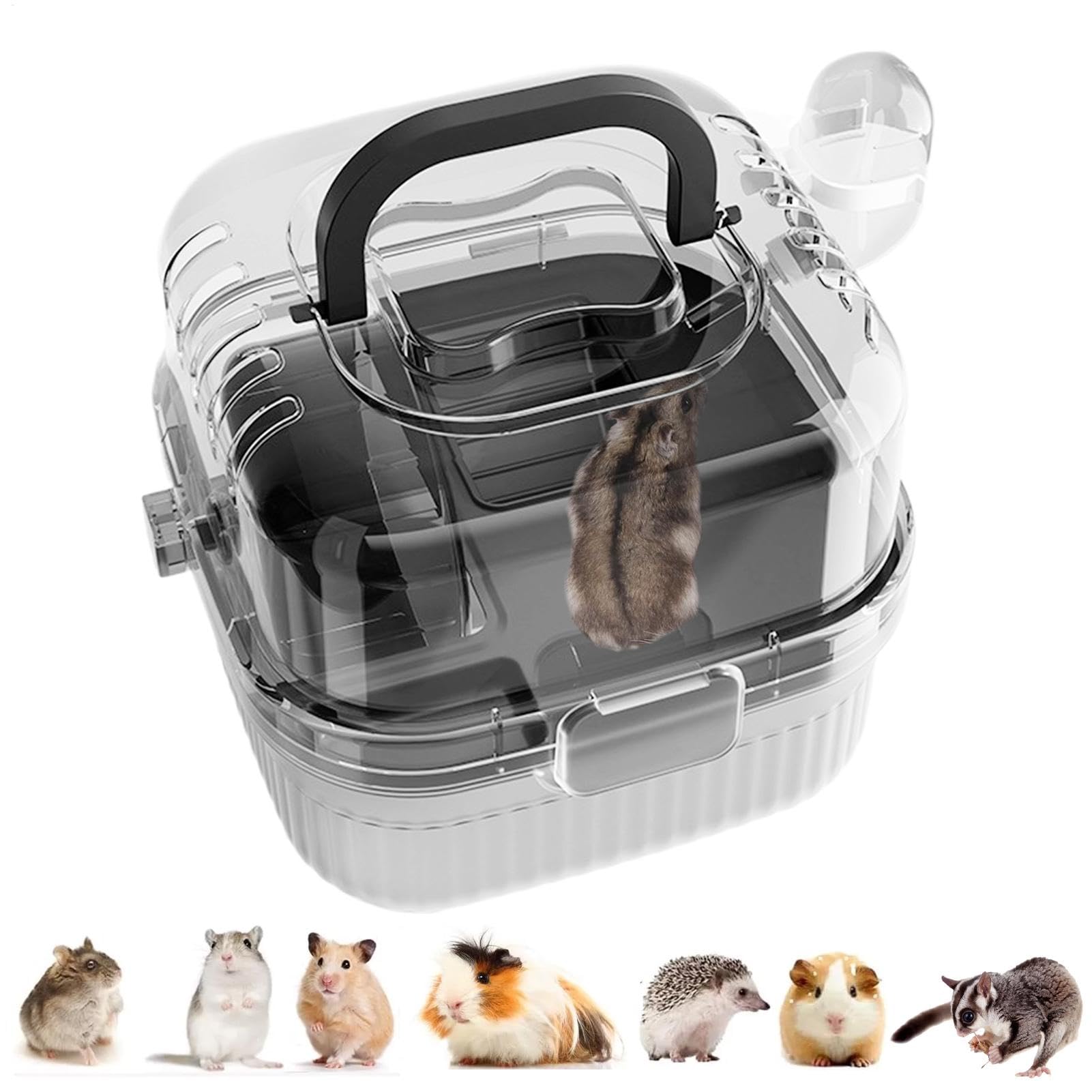 Grande gabbia per criceti, custodia per criceti traslucida, custodia da viaggio per piccoli animali, da viaggio per criceti, trasportino da viaggio per cincillà, gabbia portatile per