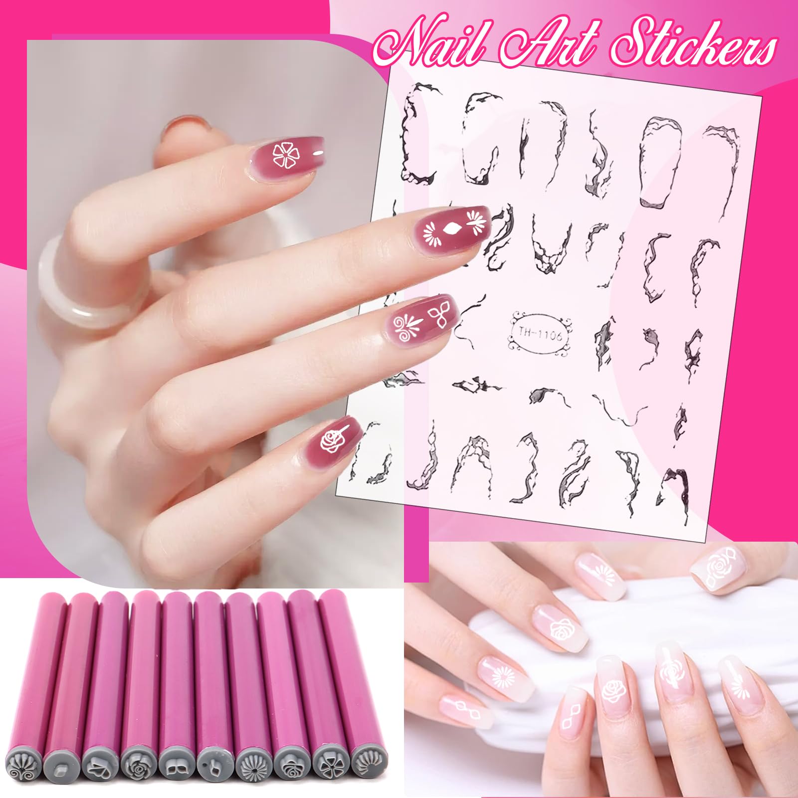 FSWWSF Pack of 10 Nail Stamps, Stamp Pens for Nails Graffiti Nail Stamps, Beginner/Professional Nail Painting Tools - Image 4