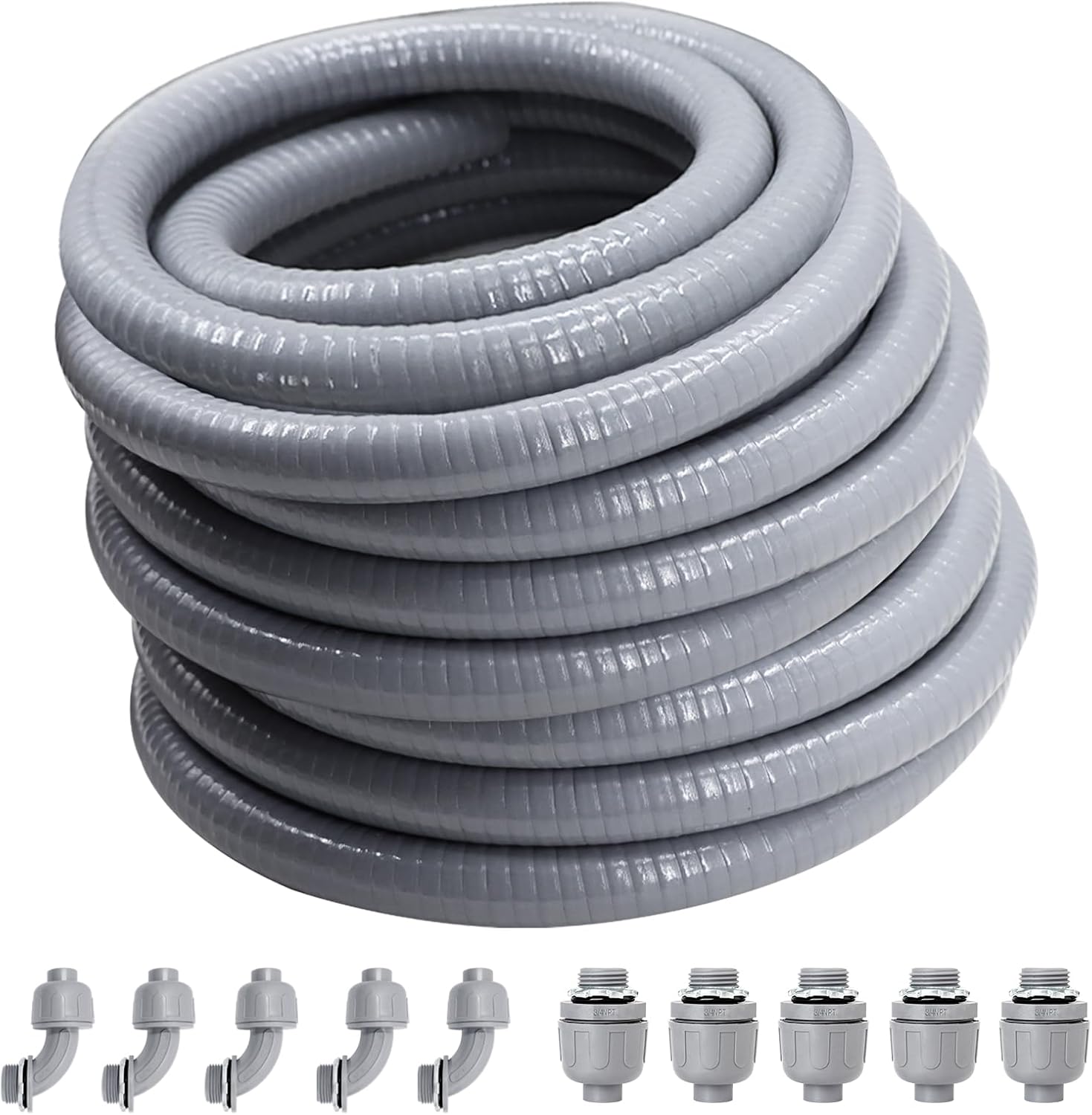 LiquidTight Conduit and Connector Kit 1/2 Inch 25ft UL Certified Non