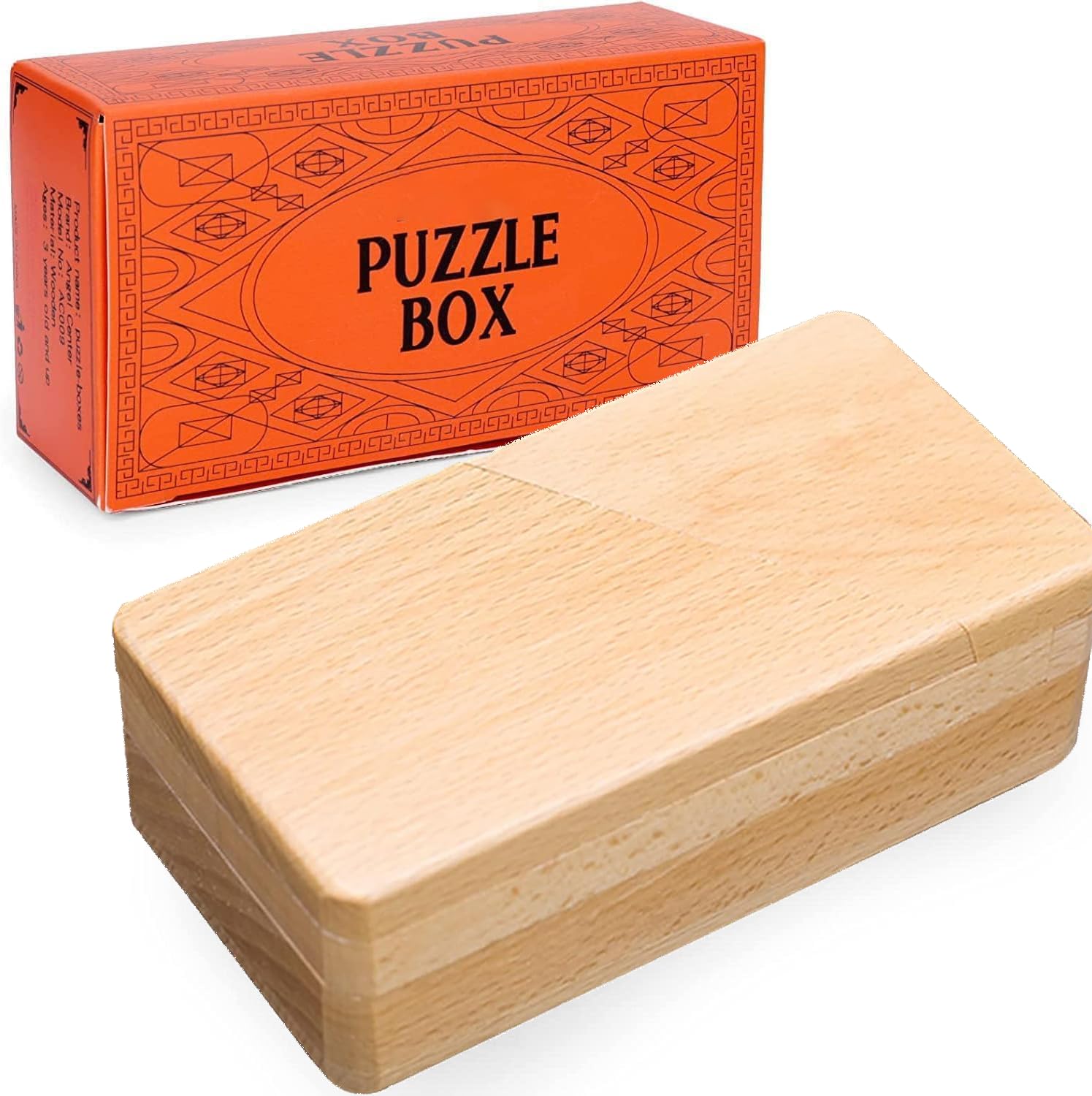 Impossible Mystery Puzzle Box, Secret Opening Mechanism, Hidden Drawer Challenge (Natural), 5.7 * 3 * 1.7 Inches / 14.5 * 7.5 * 4.4 Cm