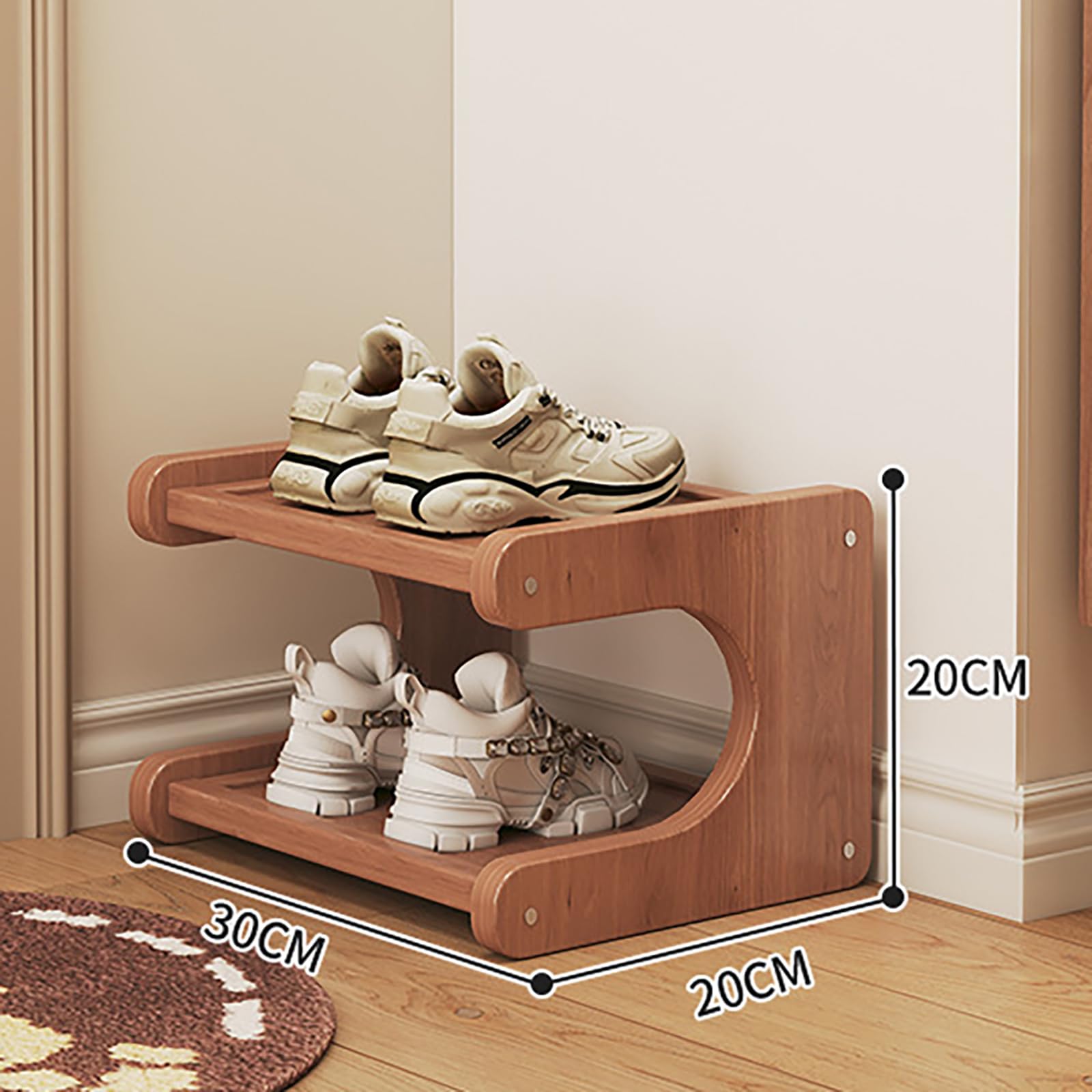 Scarpiera pieghevole a 2 ripiani per corridoio, camera da letto e ingresso, design salvaspazio, soluzione ecologica per piccoli spazi, perfetta conservazione