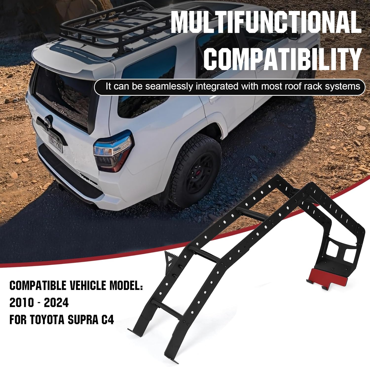 Generic Aluminum Ladder Car Exterior Rear Tailgate Ladder for 4Runner 2010-2024 Car Accessories