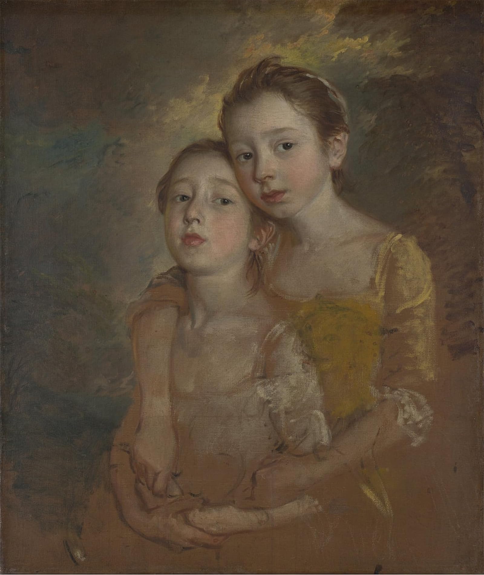 SERENDIPITP Aesthetic Poster Photo Wall Print Retro Picture the Painter's Daughters with a Cat by Gainsborough Modern Wall Artwork for Home Decor 60x90cm