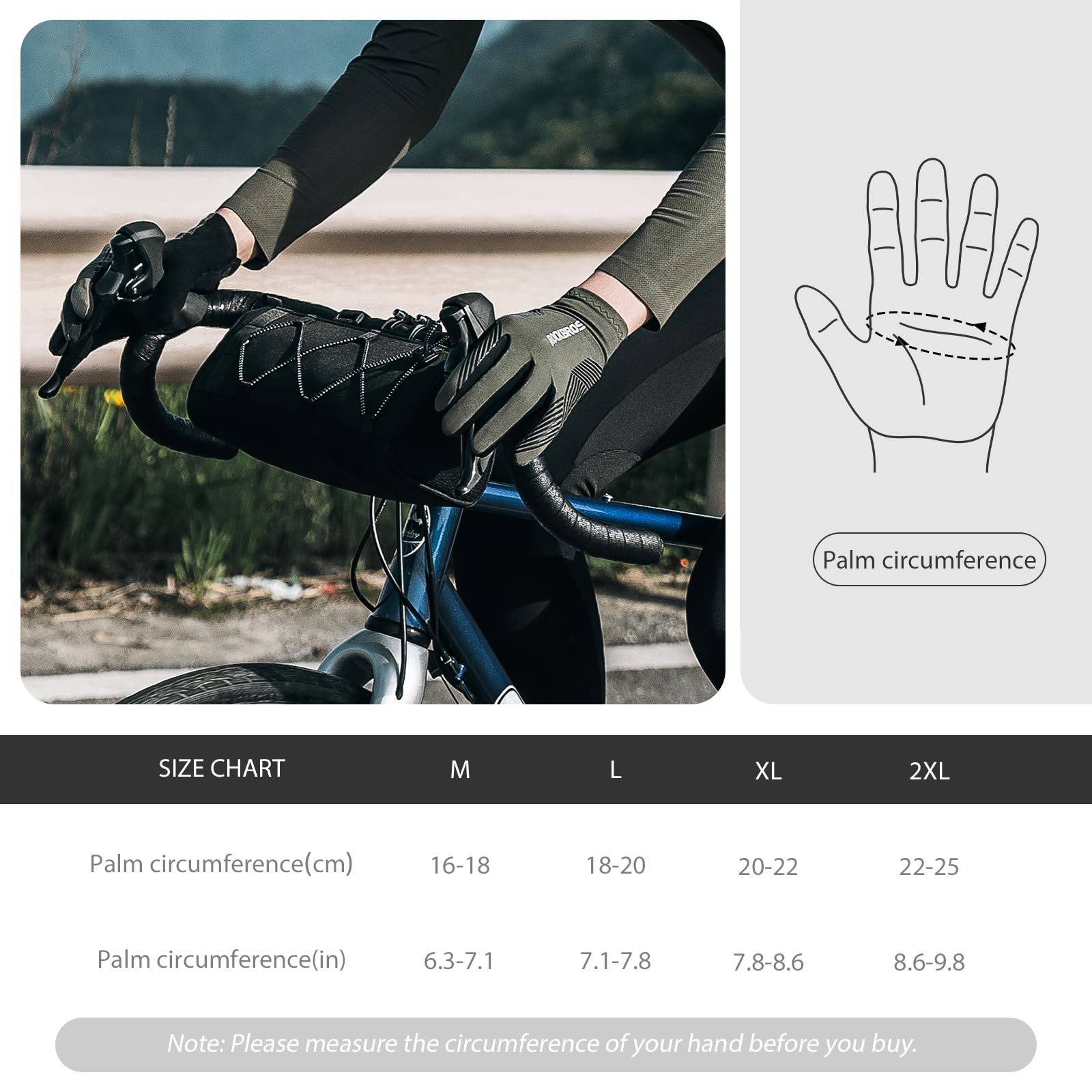 ROCKBROS Rękawiczki Rowerowe Rękawiczki Kolarskie Damskie/Męskie Ekran Dotykowy Antypoślizgowe Oddychające Cienkie Rękawice do Biegania Wiosna/Lato M-2XL do Sportów Kolarstwo, Bieganie, Fitness