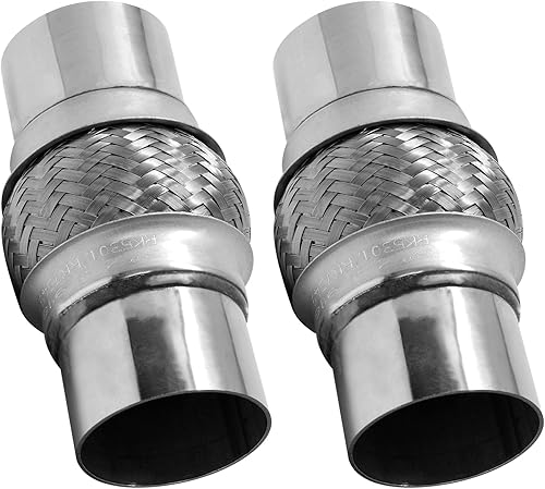 Tubo flexible de escape, 2.5 x 4 x 8 pulgadas, tubo flexible de doble trenza de acero inoxidable resistente, 2 unidades