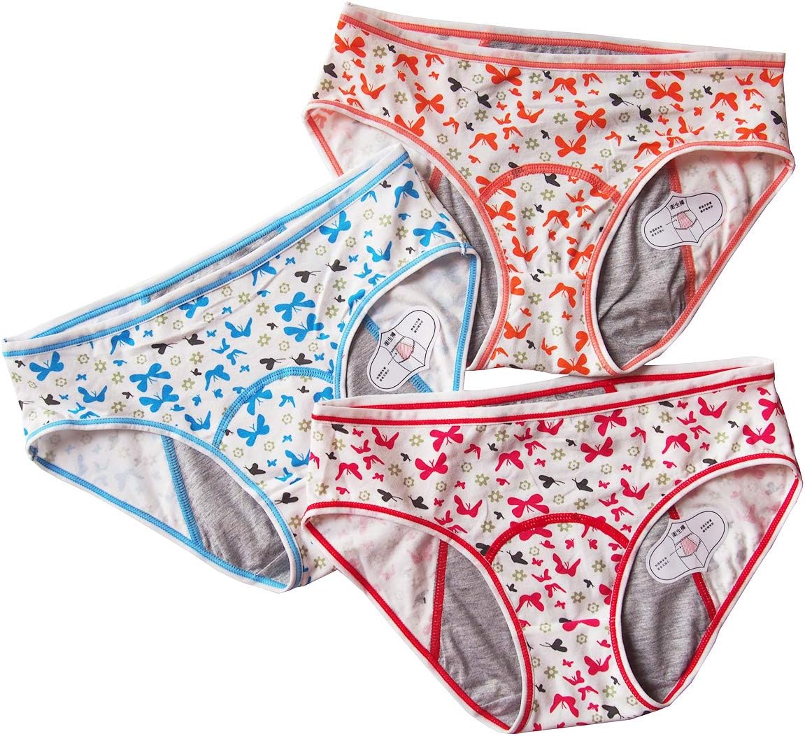 3 Pack Teens Protective Underwear Leakproof Panties Women Postpartum Briefs