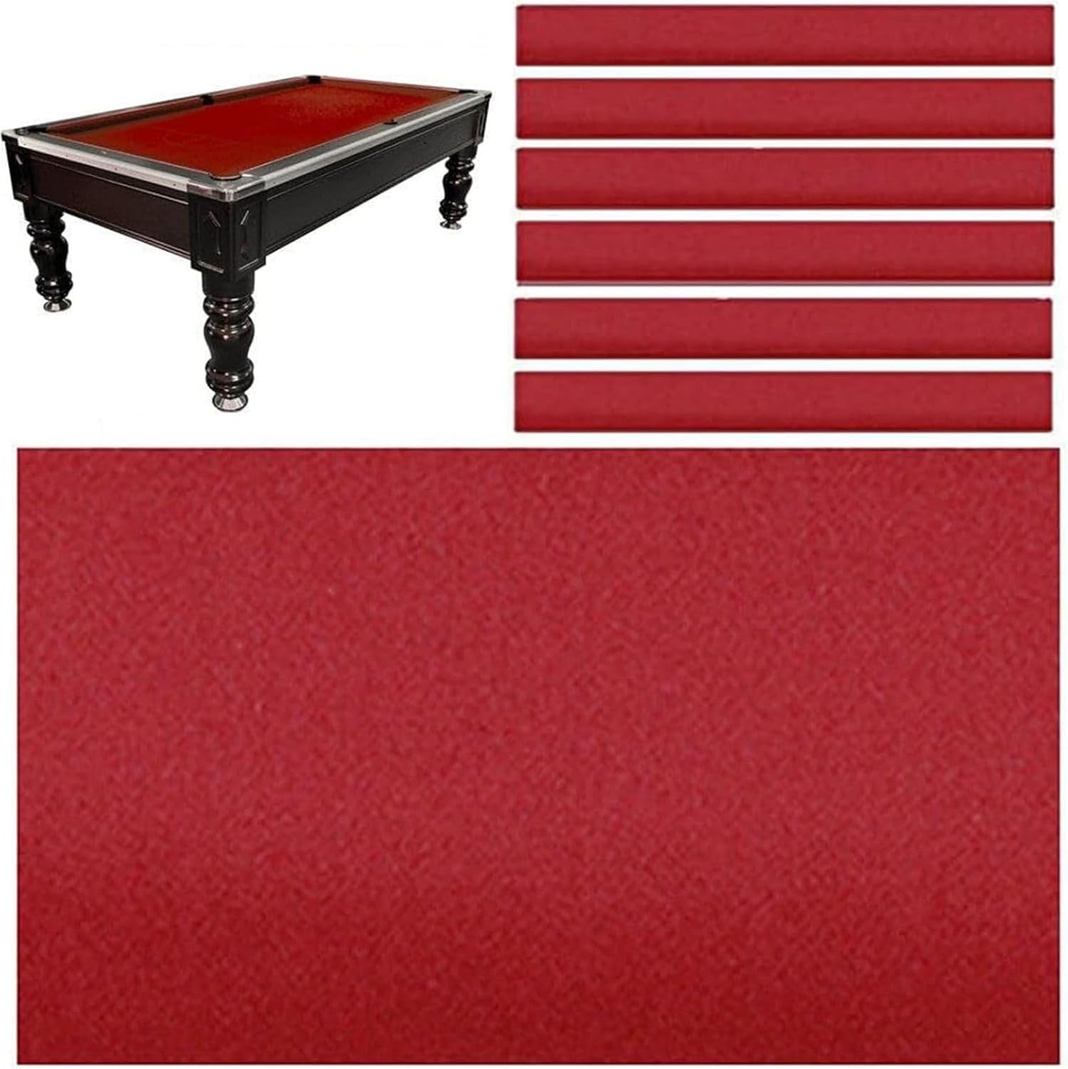 Customizable Professional Pool Table Felt Multi-Color Billiard Cloth with Side Strips- 7ft, 8ft, 9ft Options, for Home, Club, Bar Games, Enhanced Billiard Experience(Red,9ft)