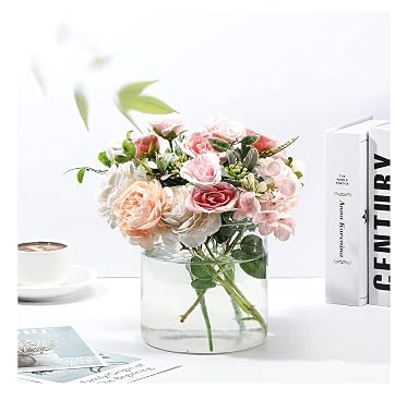 SPHINX Cylinder Shape Decorative Glass Vase for Flowers Live Plants Bamboo Money Plants Home Table Decor,Centerpiece, Vases for home decor ,Gift - (Height - 4 Inches/10 Cms, 1 Piece)