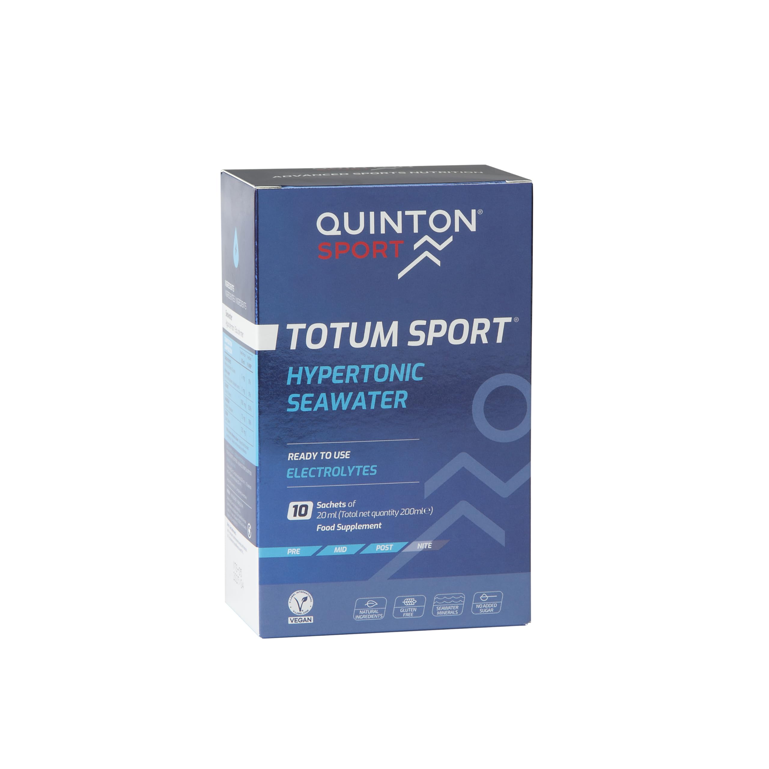 Quinton Sport - Totum Sport, Bebida Hipertónica Natural con Electrolitos, 100% Agua de Mar, Hidratación y Recuperación Muscular, 10 Sticks Bebibles