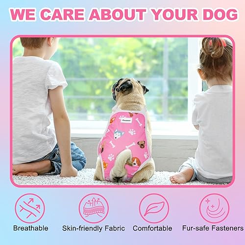Miniatura 4 de Pañales sanitarios para perros con tirantes ajustables, paquete de 3 unidades, lavables y reutilizables, ropa interior para mascotas, overol para