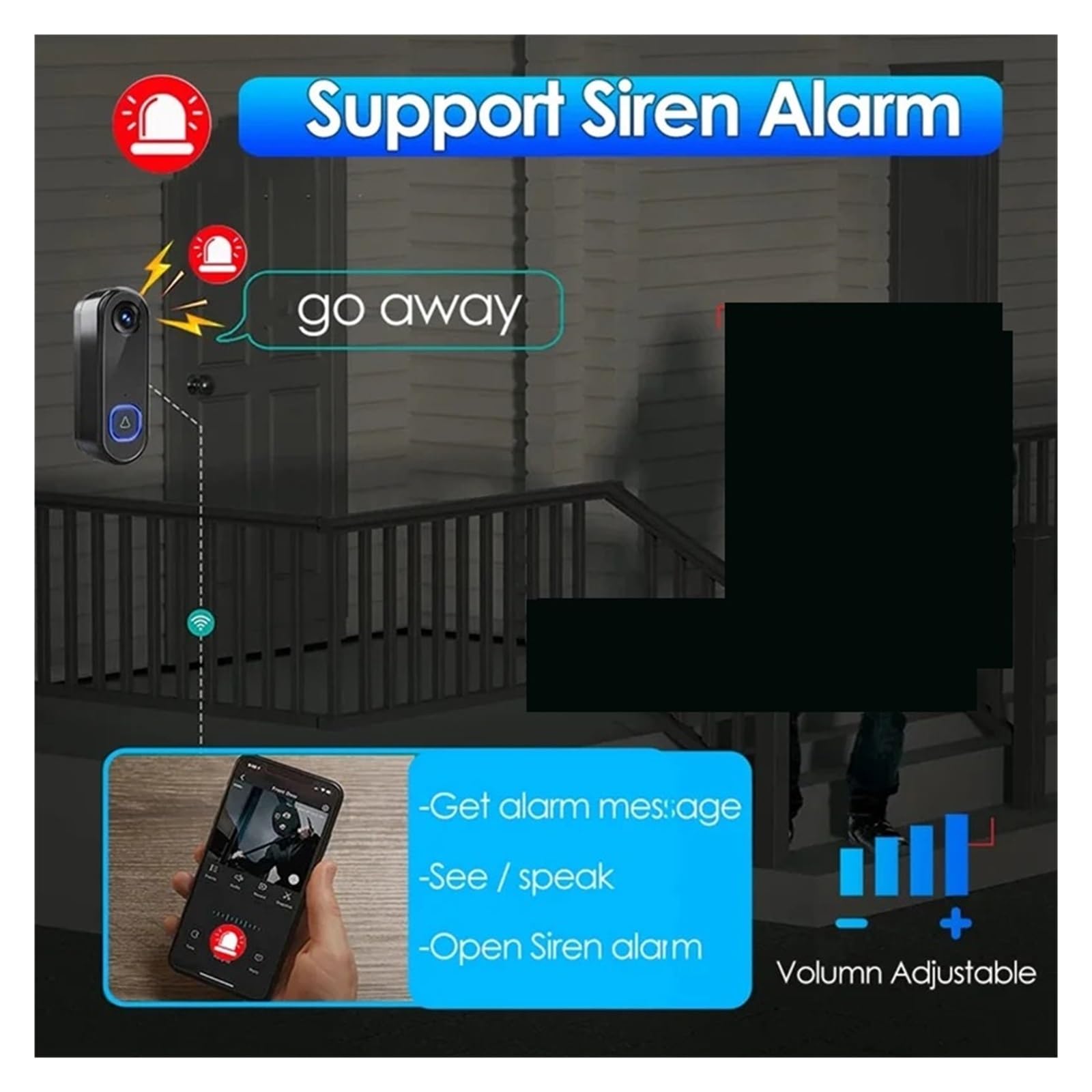 Timbre con vídeo Inteligente Timbre WiFi, Timbre Visual, Almacenamiento en la Nube, Control Remoto por teléfono móvil, Portero automático antirrobo oficinas y hogares