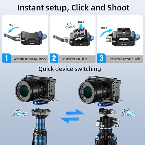 Vista 13 de SIRUI AM-404FL Monopod para cámara con pies, monopie de video de aluminio de 74.8 pulgadas con base extraíble, delgado y ligero, carga máxima