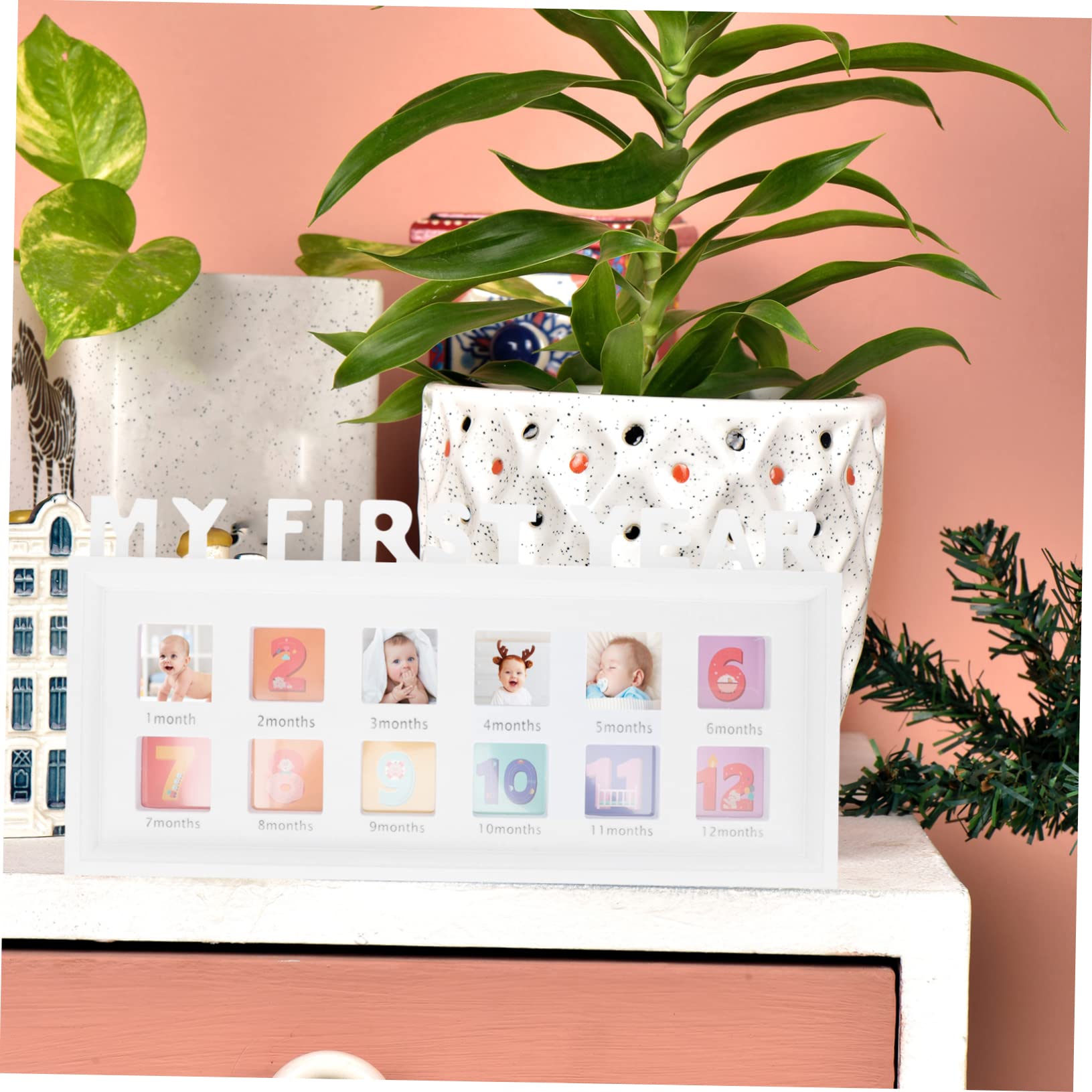 Toddmomy Month Growth Photo Frame Picture Holder for First Year Milestones Stylish Design Compact Photo Display Keepsake for Newborns