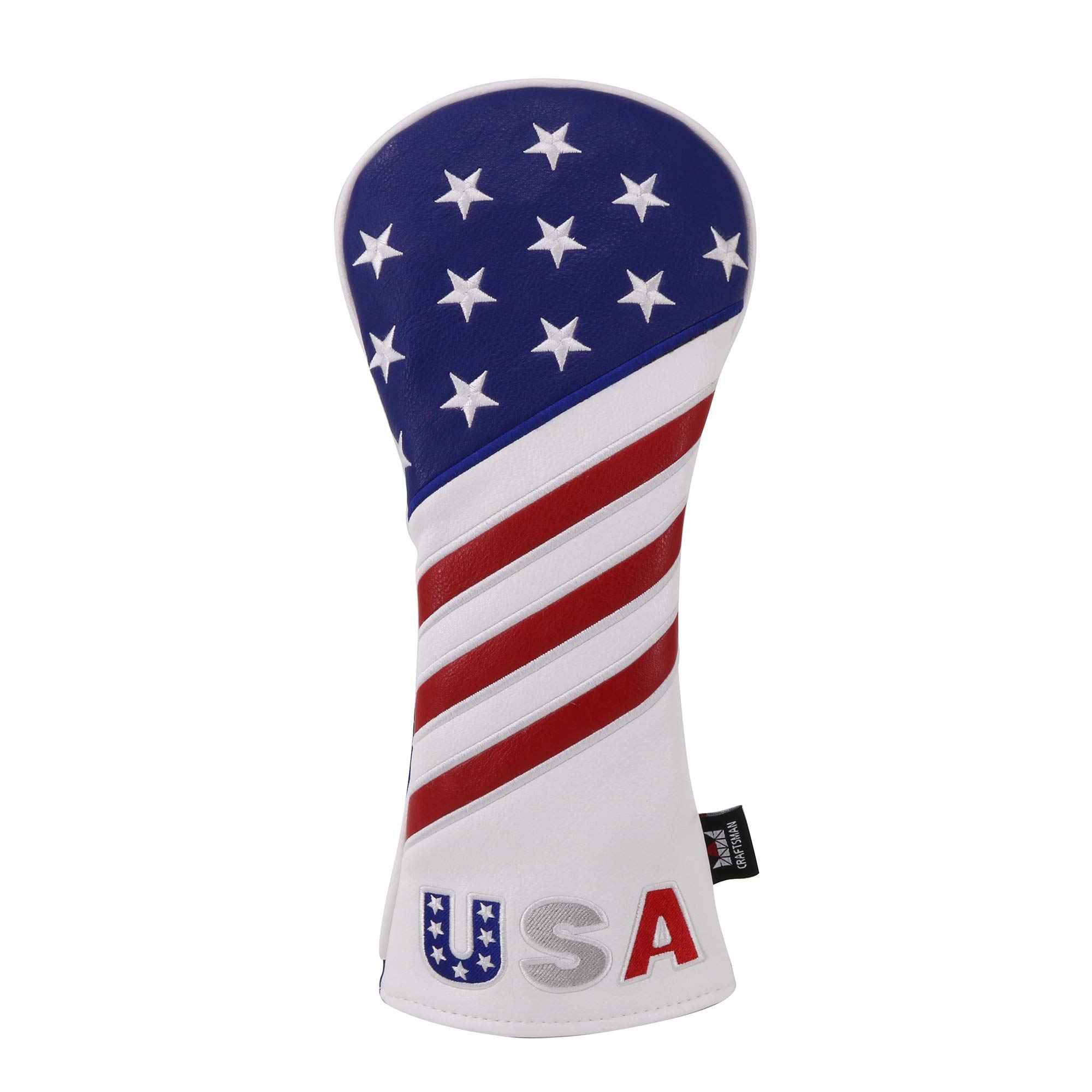 Craftsman Golf Red White Blue USA Flag Stars Fairway 3 5 Wood Cover Headcover(Wood Cover)