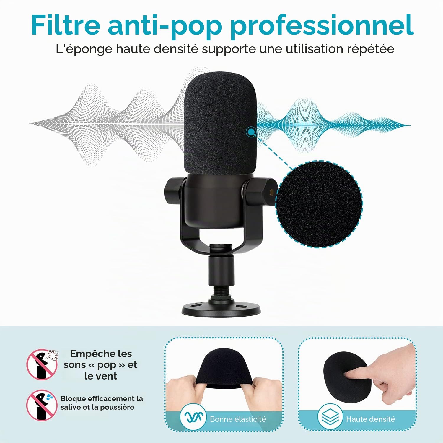 YOUSHARES PodMic Bras Micro – Support Microphone Professionnel Réglable avec Bonnette Micro Mousse, Pied Micro Pince Compatible avec Rode PodMic pour Streaming, Podcasts, Gaming, Jeu, Broadcast