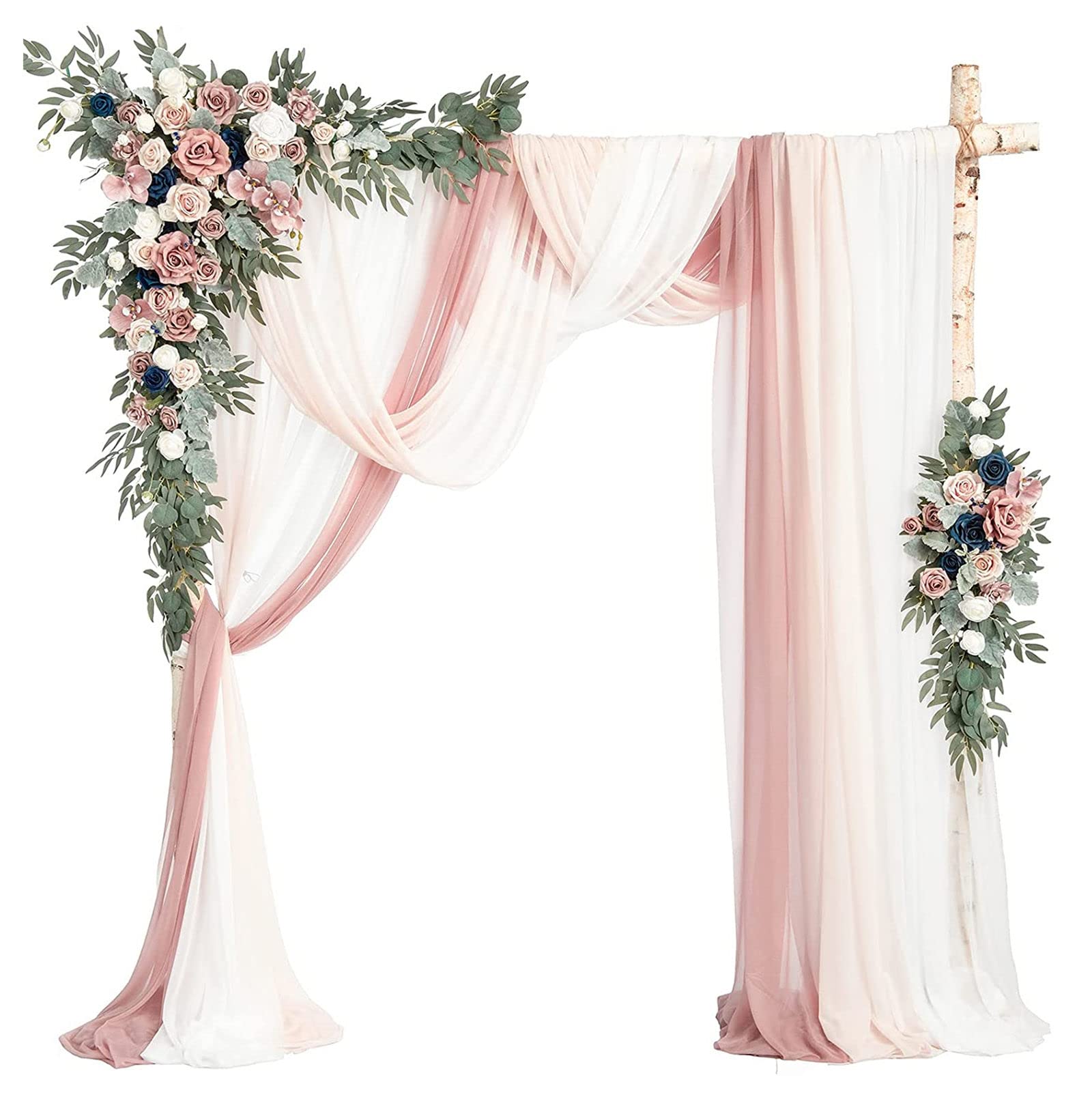 Dusty Rose Künstliche Hochzeitsbogen Blumen Set 5 Stück Enthält 2 Blumenbogen Dekor Girlanden & 3 Bogen Vorhänge Eckblumen für Außen Hochzeit Laube Dekoration