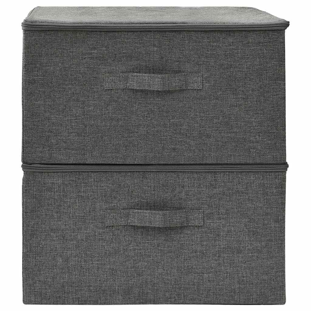 Scatole Portaoggetti Pieghevoli 2 Pezzi in Tessuto 43x34x23 cm Antracite