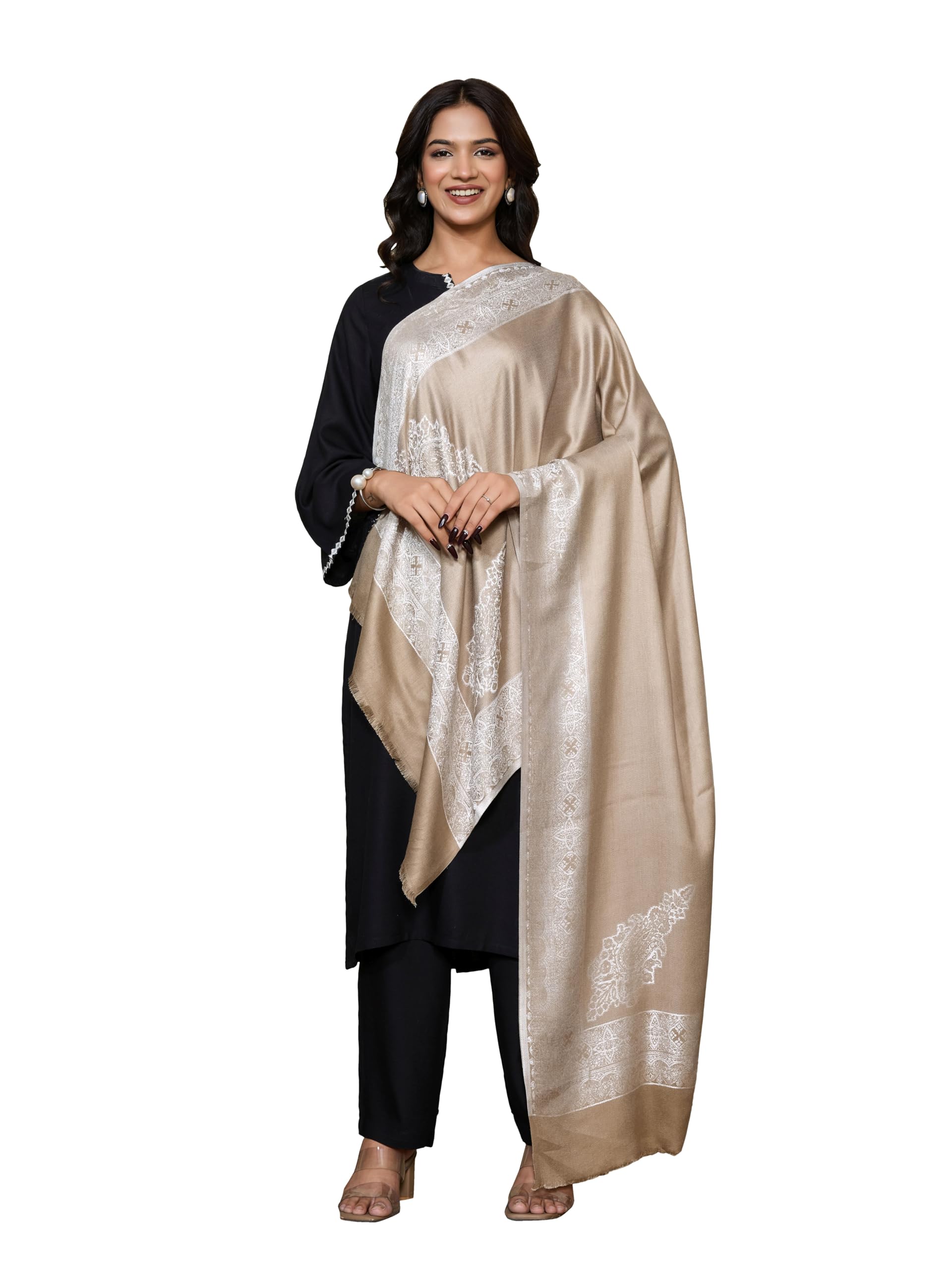 Women's Viscose Stole – Soft Lightweight Intricate Border Design Stole Shawl Wrap Dupatta Scarf for All Seasons, Sun Protection for girls, 70cm x 200cm-image-21