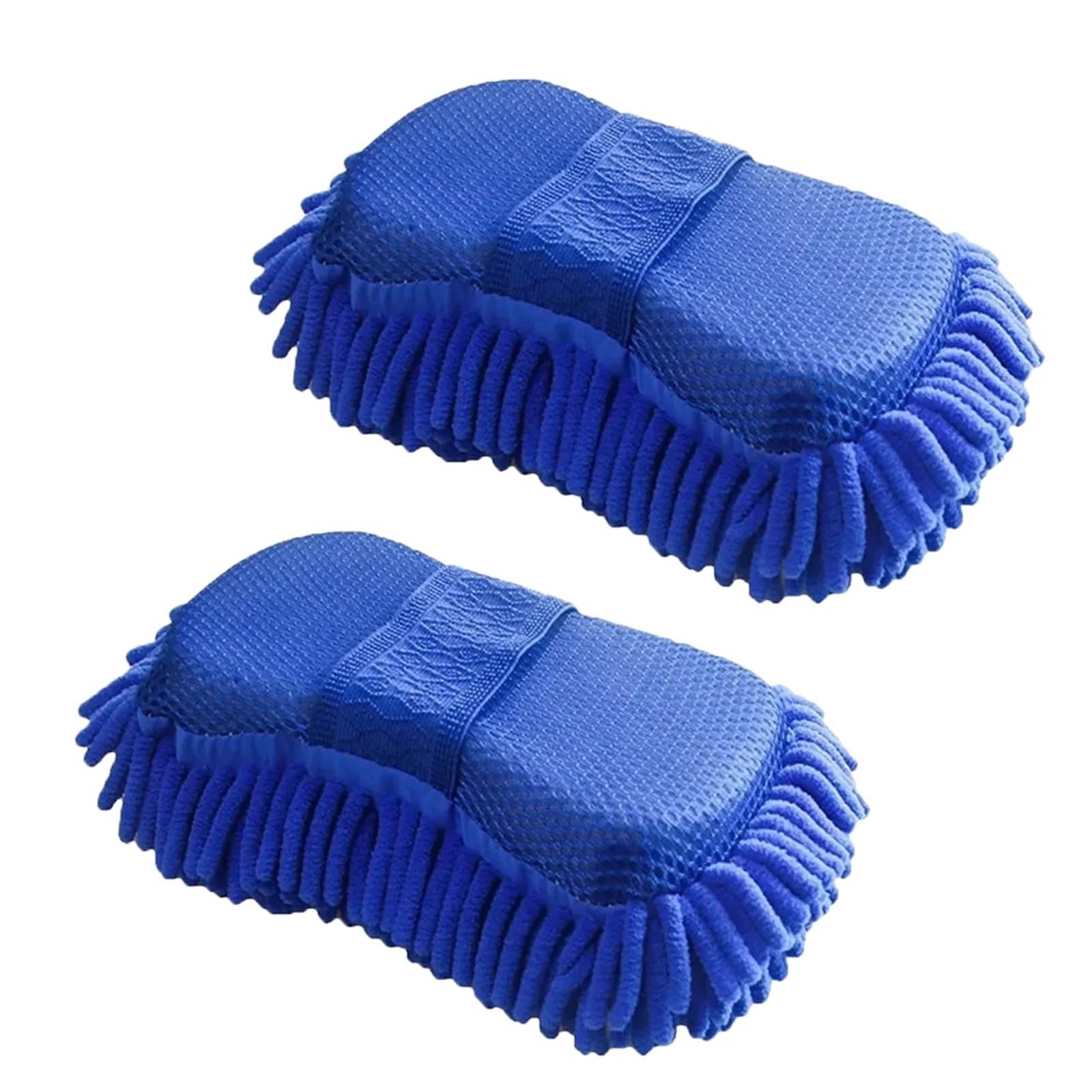 MDSRFGN Car Wash Mitt Car Wash Glove Microfiber Scratch Resistant Super Absorbent Cleaning Gloves Blue Double-Sided Tool(2PCS)