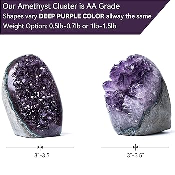 Amazon.com: GEMBOURY 來自烏拉圭的天然深紫色紫水晶水晶地極體1