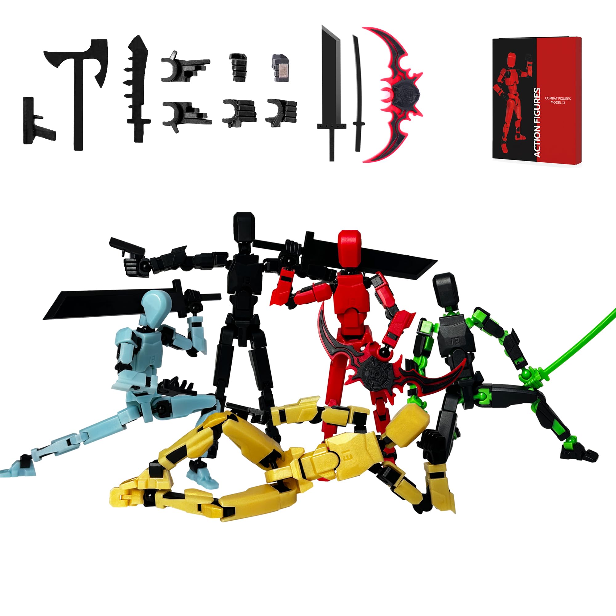 ローリングアートアクションフィギュアセット、モデル13アクションフィギュアマルチジョイント可動、ギフトボックスパッケージ、愛する人や友人に最適(5個)