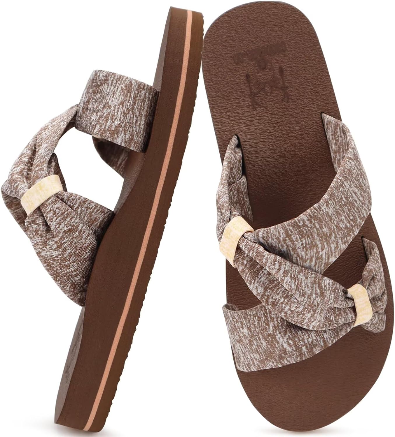 KuaiLu Womens Dressy Bow Sandals Arch Support Yoga Foam Cushion Comfortable Walking Slides Open Toe Summer Beach Indoor Outdoor Slippers