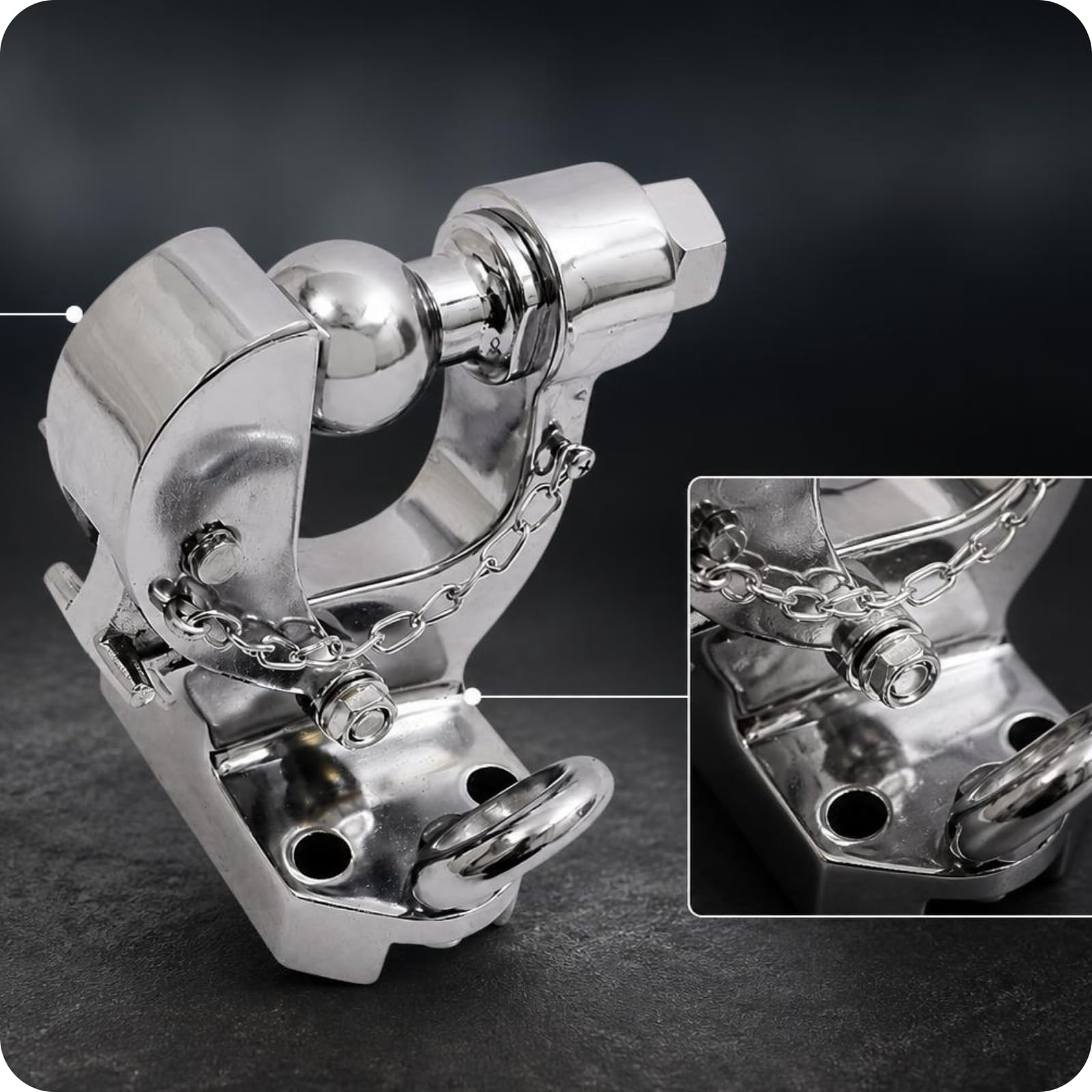 predolo Metall-Tow-Hook mit Montagehalterung schwenkbar schwenkbarer Anhängehaken schwer belastbar Abschleppvorrichtung, Verchromte Anhängerkupplung