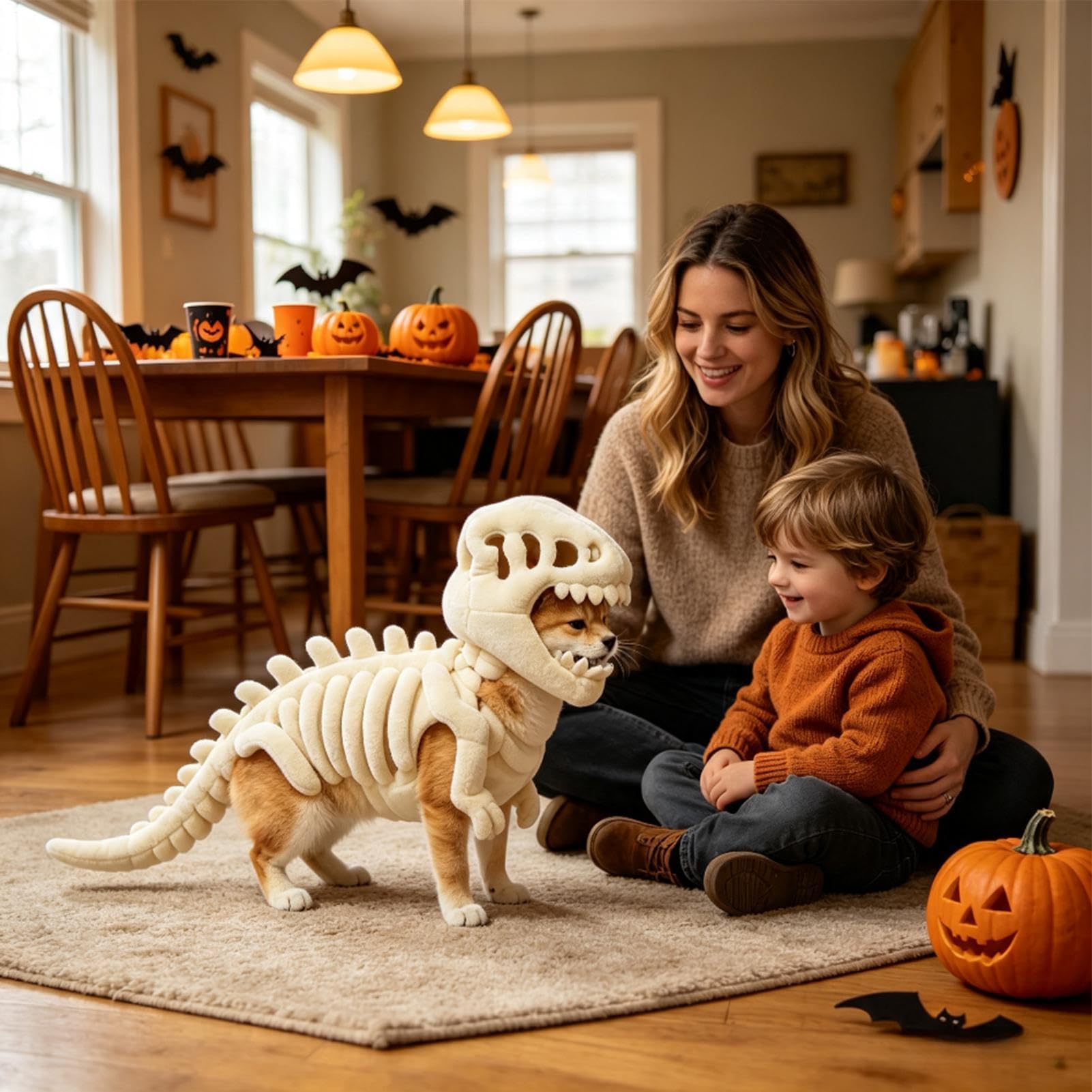 Costume da scheletro da dinosauro per animali domestici | Costume per cani con osso di dinosauro per Halloween, per casa, appartamento, spettacoli teatrali, feste a tema, fotografie
