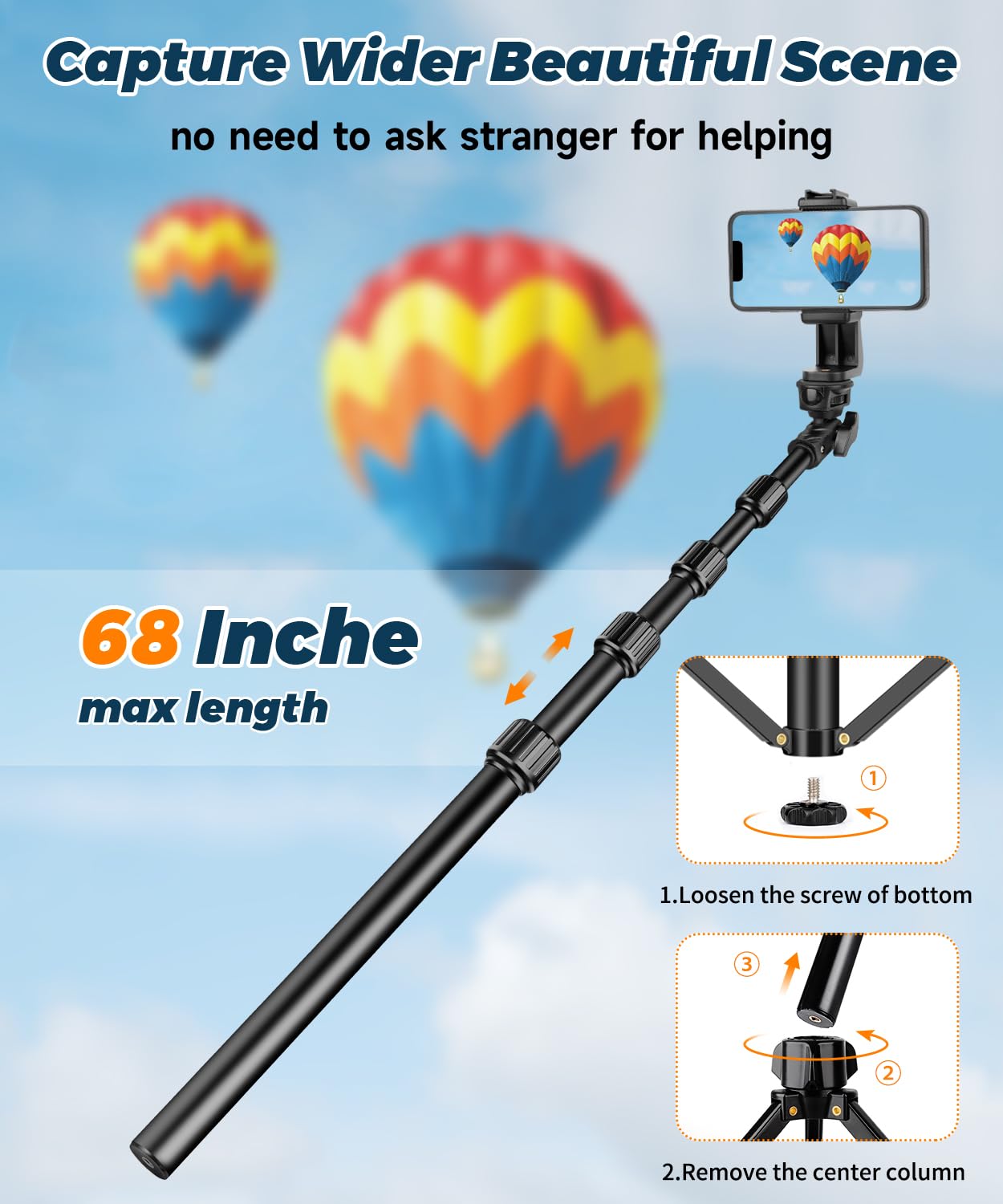 Nineigh 190cm Treppiede Smartphone, Alluminio Leggero Cavalletto Smartphone con telecomando e Supporto Telefono Cellulare, Estensibile Selfie Stick Treppiede per iPhone, Ideal per Video Vlog Youtube