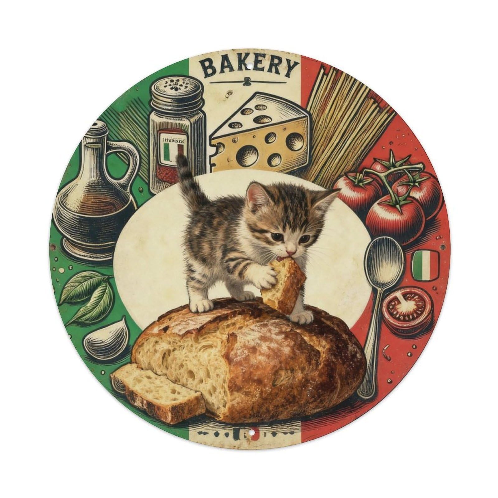 Bakery Cat Vintage Tin Sign Metal Tin Sign Plaque