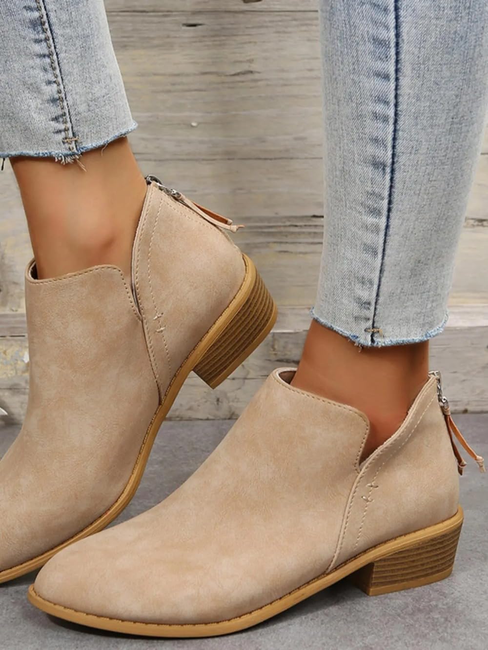 Stivali da donna alla moda tinta unita comfort caviglia Western