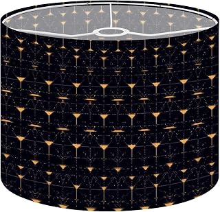 Drum Lamp Shades Art seamless glass martini Alcohol cocktail style 1920s 1930s For Lampshade for Floor Lamps Table Lamp Pendant Light Linen 13"x13"x10" Replacement Large Lampshades Easy Assembly