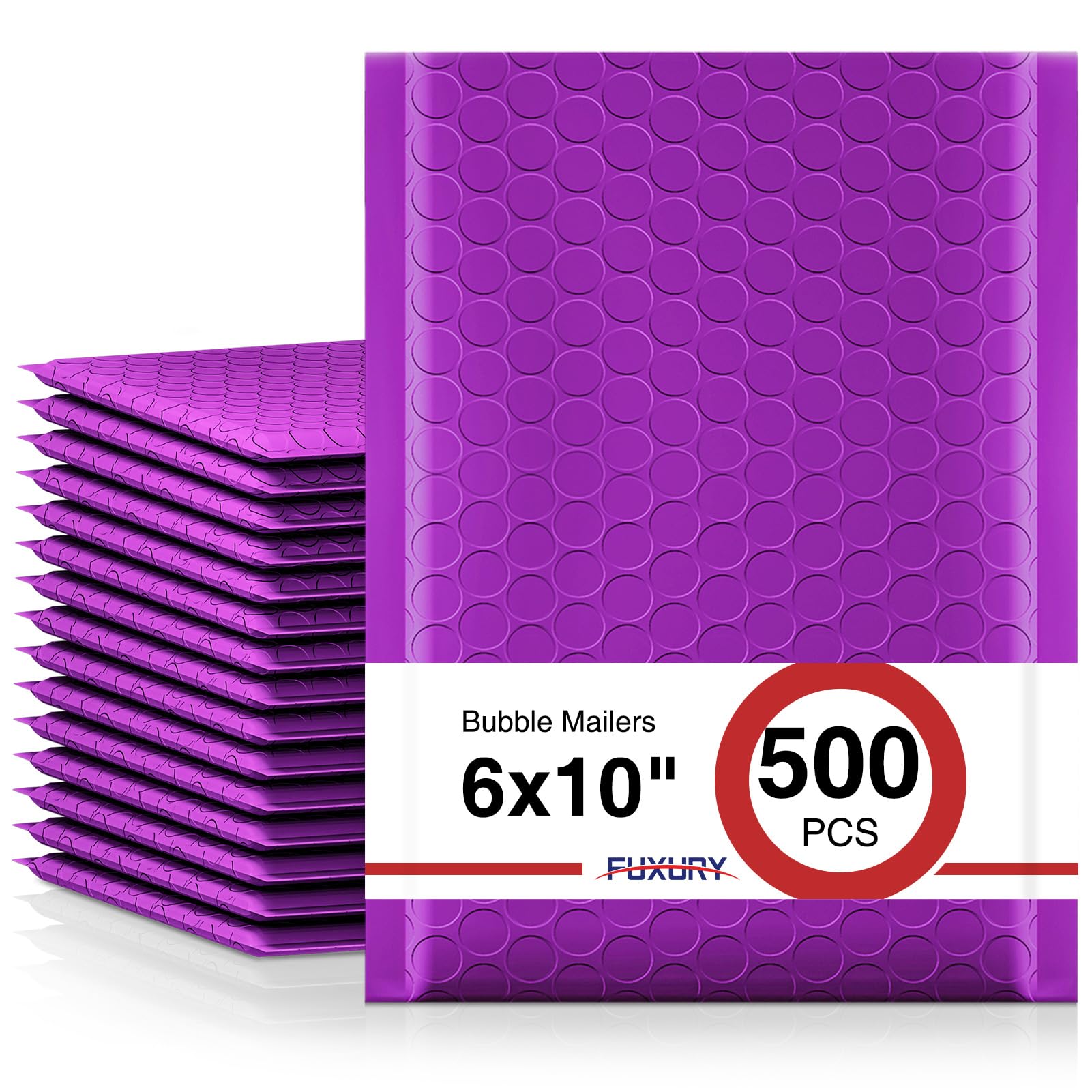 Fuxury Bubble Mailers 6x10 Inch 500 Pack Purple Padded Envelopes Bulk