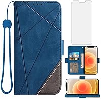 Vista 8 de Asuwish Compatible con iPhone 12 Mini 5.4 Funda tipo cartera y protector de pantalla de vidrio templado, soporte de ranura para tarjetas, soporte