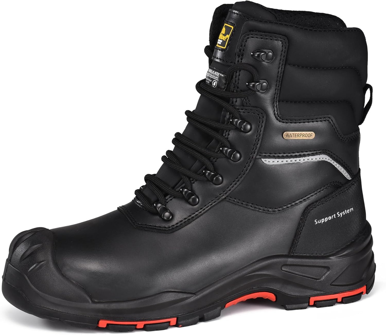 Men's Waterproof Cow Leather Safety Boot 8-inch Composite Toe Work Boots Insulated Winter Snow Boots