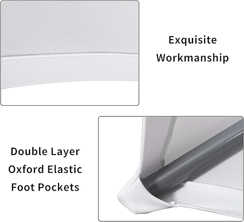 Miniatura 4 de Obstal Fundas de mesa de cóctel de elastano elástico blanco para bodas, banquetes y fiestas (30-32 pulgadas de diámetro x 42 pulgadas de alto, 1