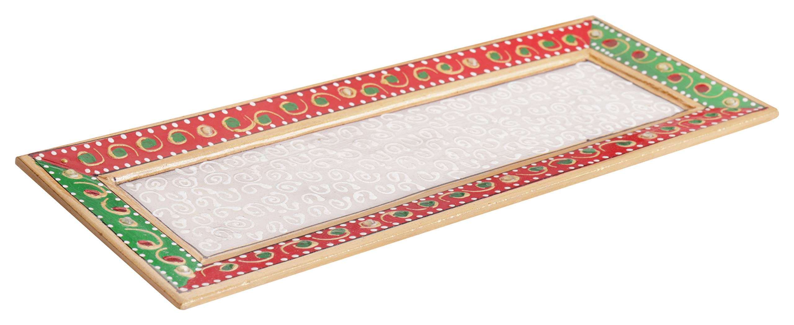 Urban baniya White Marble Handmade Multi- Utility Tray/Plate | Home Decor | Kitchen Decor | Garden Decor | Desert Tray | Snacks Tray | Candle Stand | Serving Tray|Multicolor-25 x 10 x 2 CM